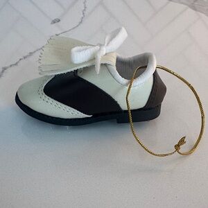 Crate&Barrel Brown and Cream Golf Shoe Christmas Ornament